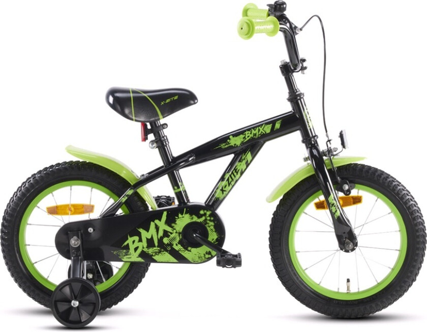 Barnesykkel 14" BMX-design svart/grønn