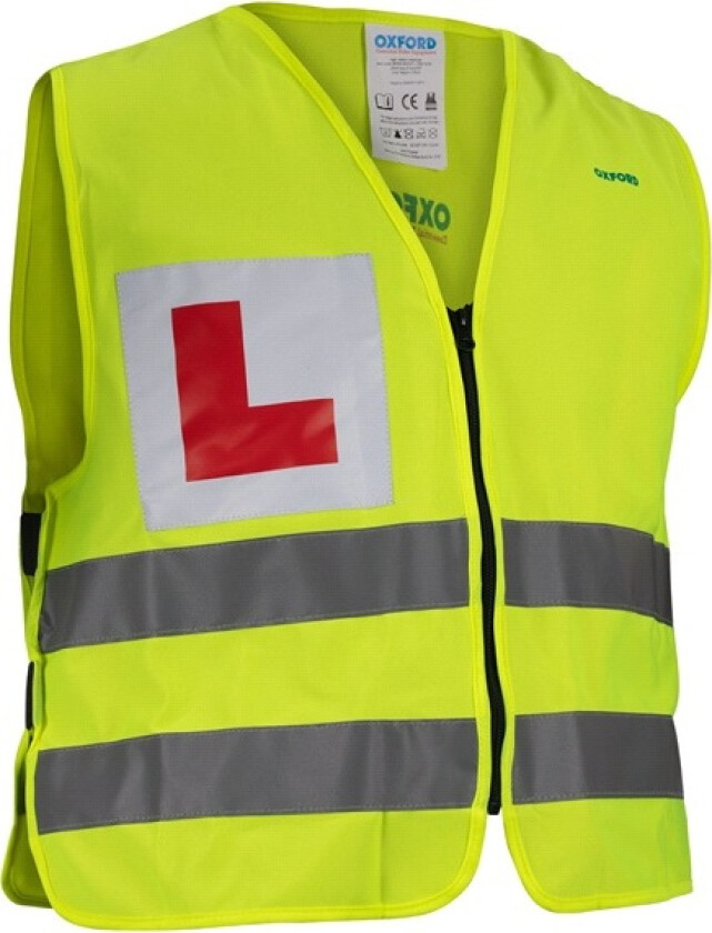 MC refleksvest Oxford til øvelseskjøring med "L" (learner) str. XS/S