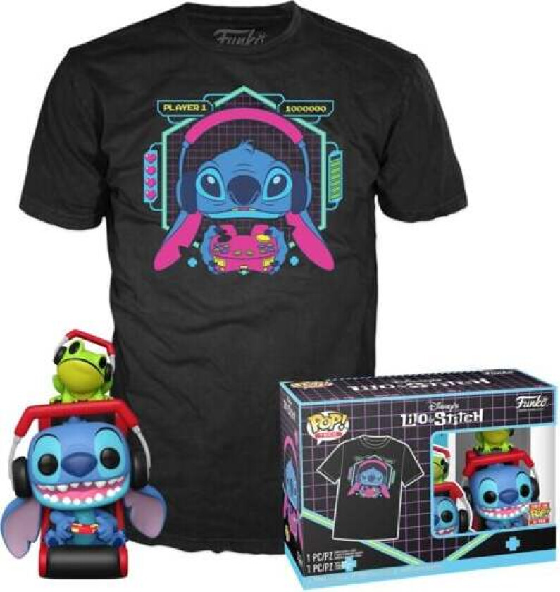 Gamer Stitch with Frog - POP! & T-skjorte - Funko Pop! - Funko Shop Europe