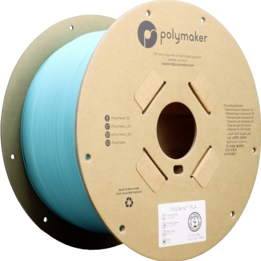 Polymaker Pa04012 Regular Filament Pla-Plast Med Lavere Kunststofindhold, Mat 1.75 Mm 3000 G Arctic Teal Polyterra™ 1 Stk