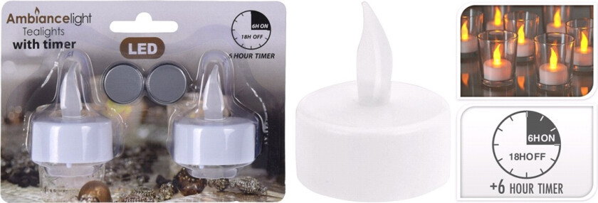 Telys LED 2 stk. med timer