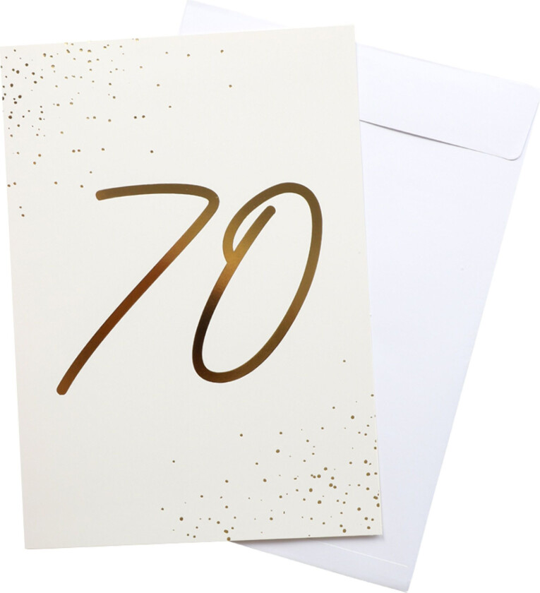Gratulasjonskort Gull Tall med Konvolutt - Tall 70