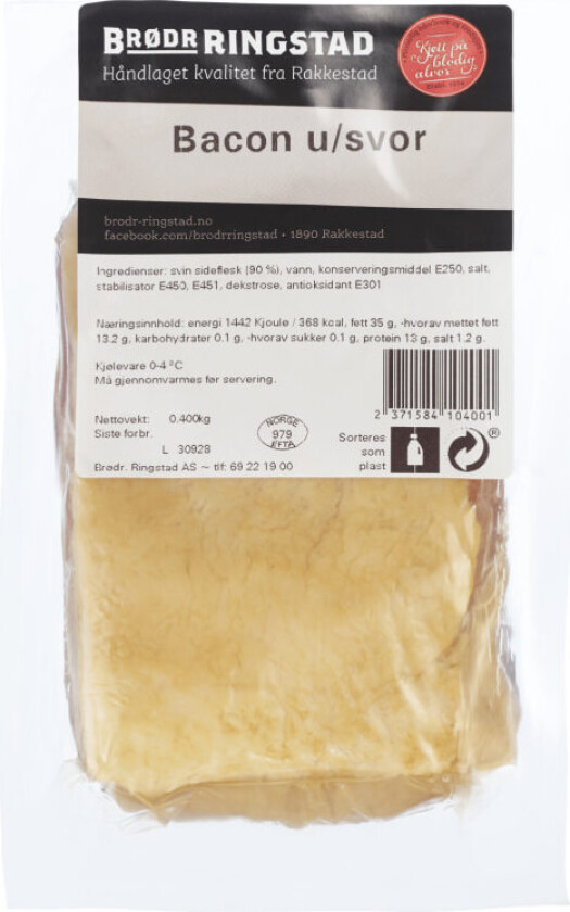 Bacon u/Svor ca 400g
