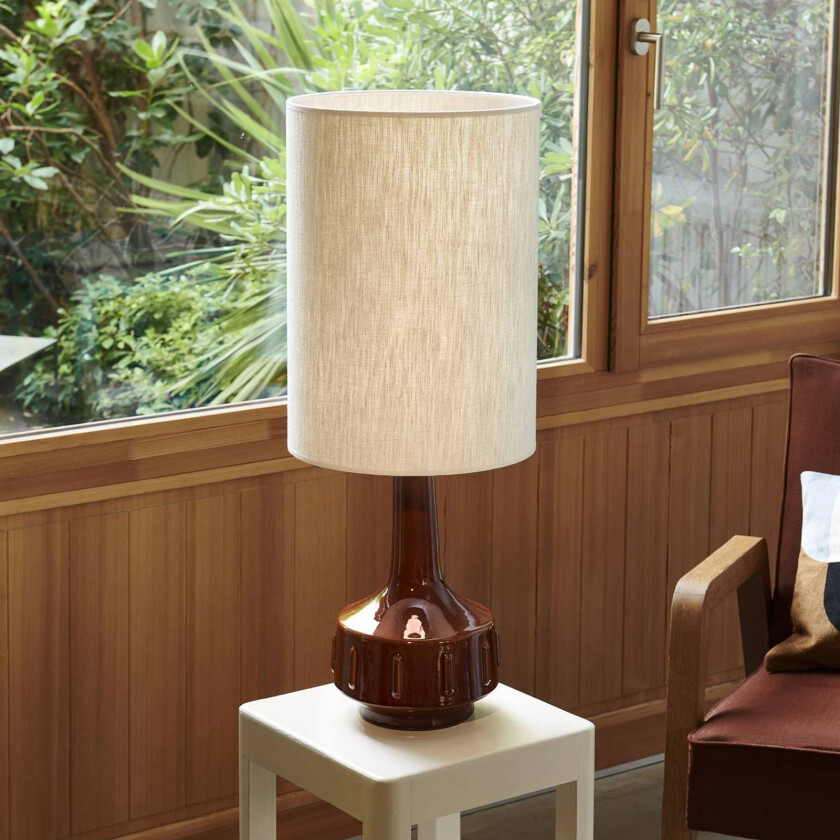Bordlampe Jimmy, brun/beige, høyde 83 cm