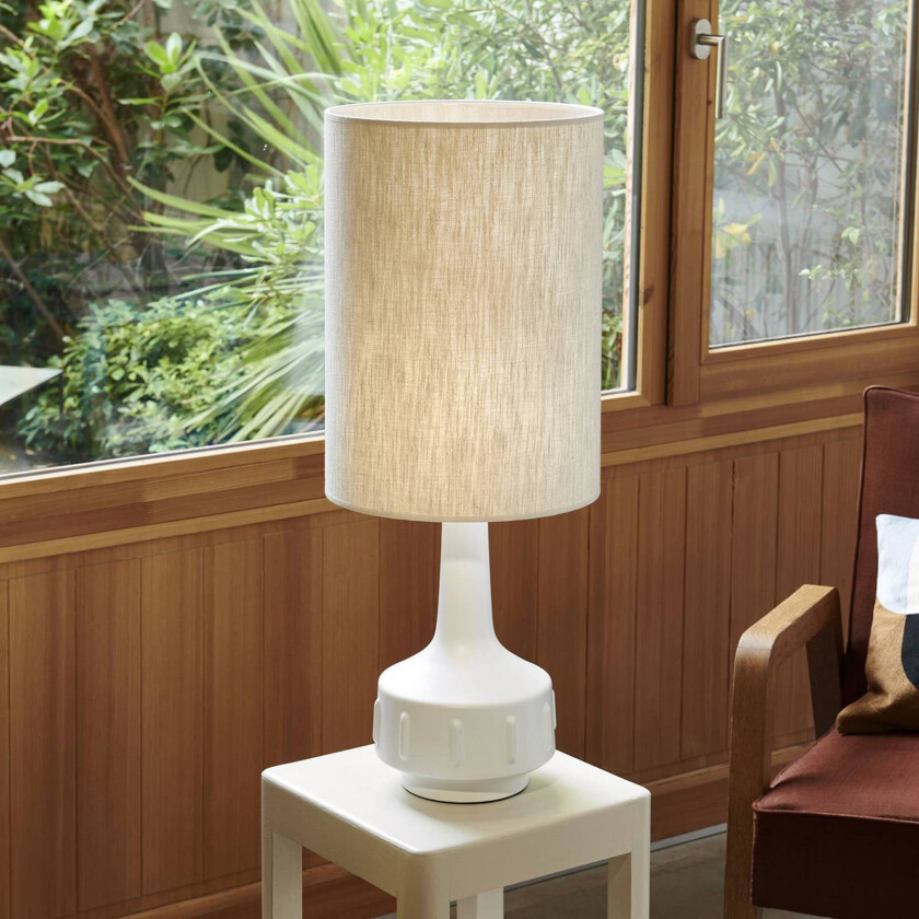 Bordlampe Jimmy, hvit/beige, høyde 83 cm