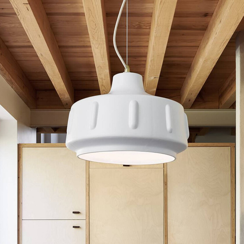 Pendellampe Jimmy, Ø 38 cm, hvit, keramikk