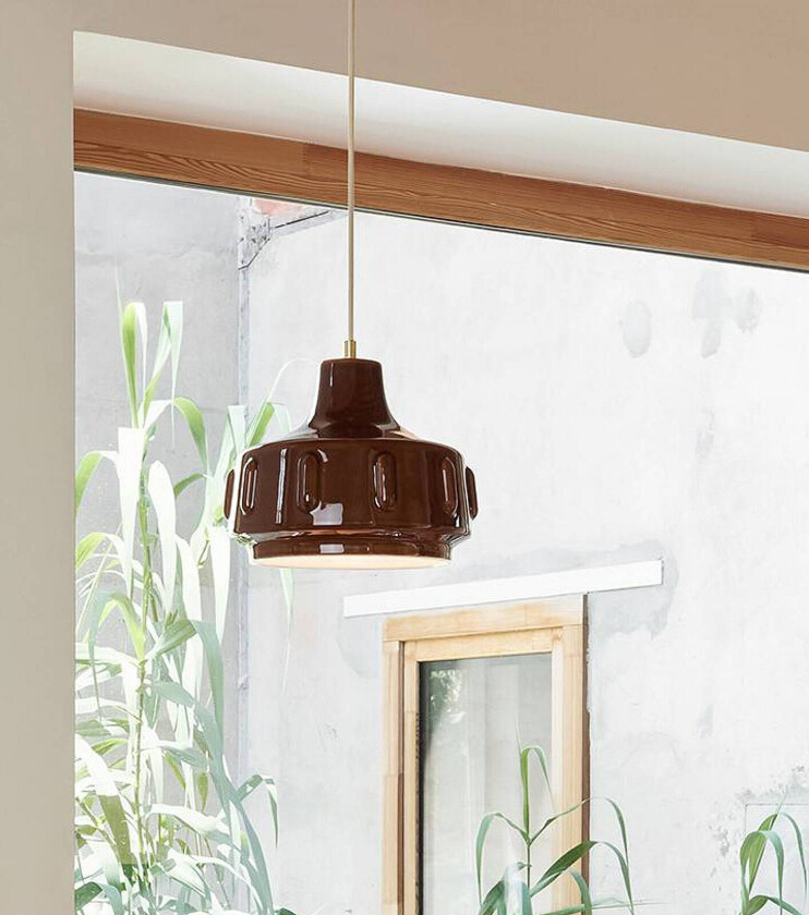 Pendellampe Jimmy, Ø 25 cm, brun, keramikk