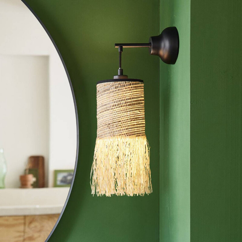 vegglampe Formentera, brun Høyde 47 cm, palmefiber