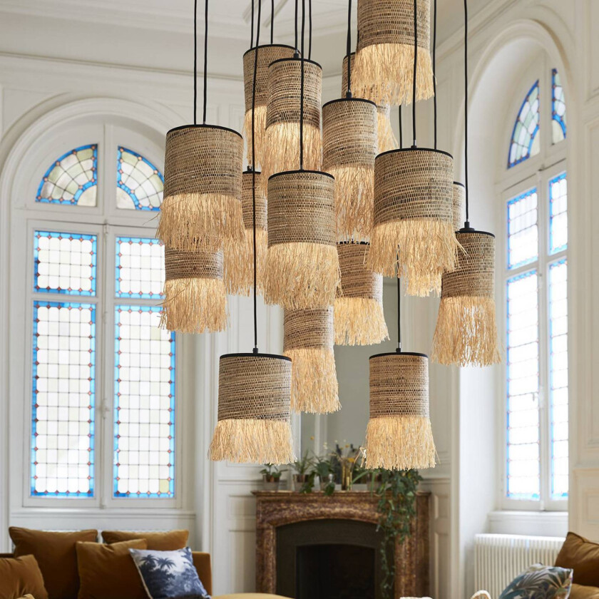 Hengelampe Formentera, Ø 70 cm, palmefiber 16-flg.