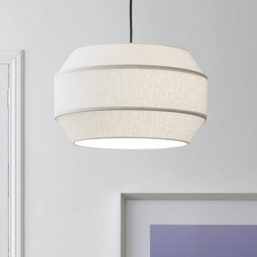 Pendellampe Cosiness, Ø 46 cm, hvit, stoff