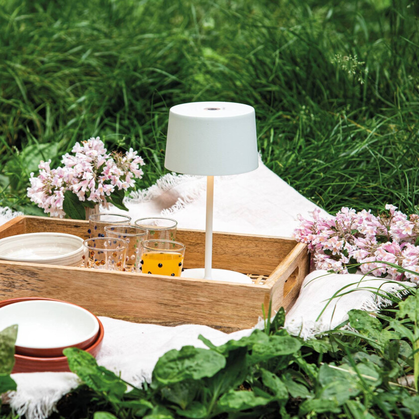 Olivia mini bordlampe batteri hvit