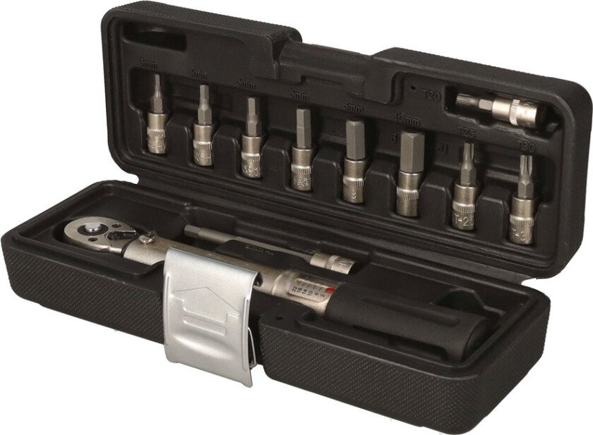 Momentnøkkel mini med bits 2-24Nm 1/4"