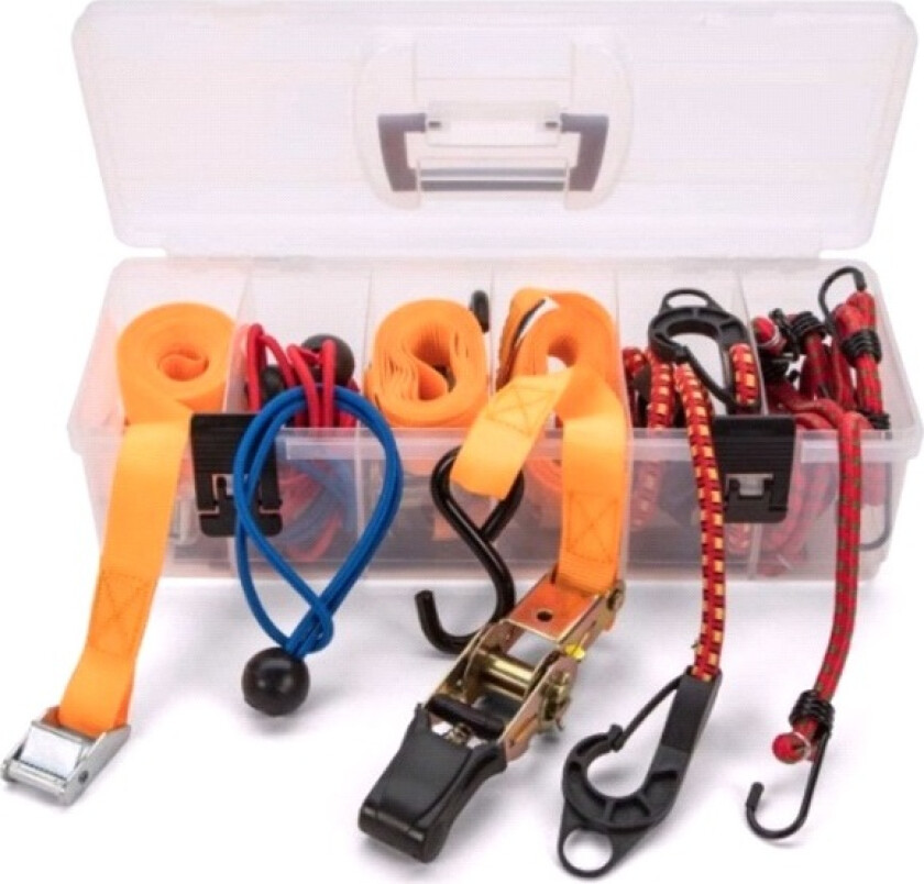 16 stk. bagasjereimer og stropper i boks