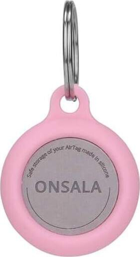 ONSALA Airtag Holder Silikon Rosa med nøkkelring