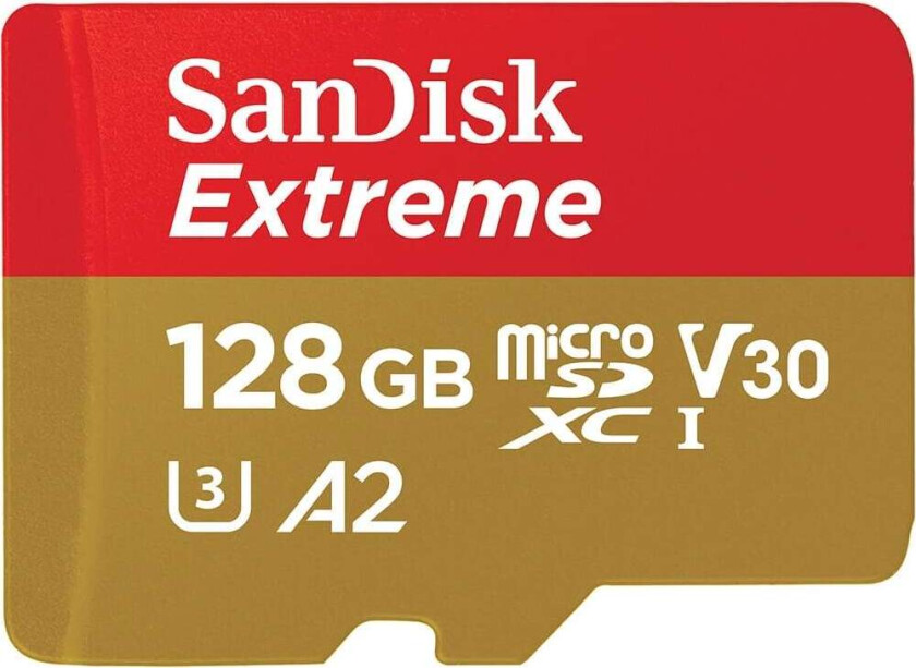 SANDISK MicroSDXC Extreme 128GB adapter 190MB/s A2 C10 V30
