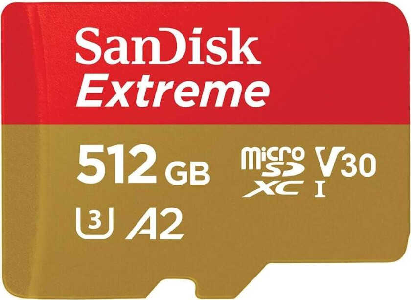 SANDISK MicroSDXC Extreme 512GB adapter 190MB/s A2 C10 V30