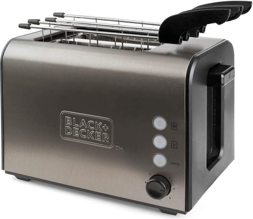 BLACK+DECKER Brødrister 2-Slice Børstet Extra Grid