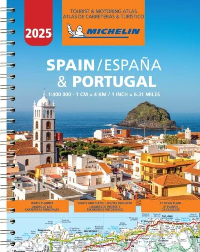 Spain & Portugal 2025 - Tourist and Motoring Atlas (A4-Spiral) av Michelin