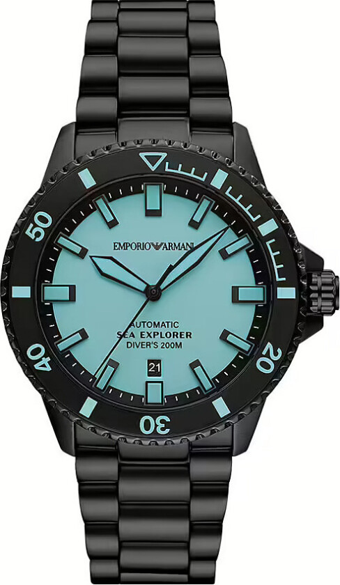 Emporio Armani Sea Explorer AR60084 - Automatisk - Sort - Herreklokker - Rustfritt stål - ledd m/pin - Safir