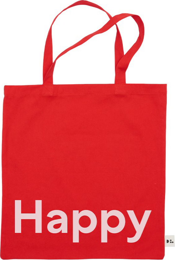 Tote bag veske Happy-rød