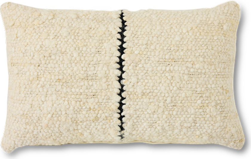 Natural wool stripete pute 30x50 cm White