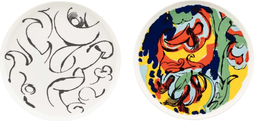 Vildstjälk & Kraftmo tallerken Ø25 cm 2 deler White-black-multi