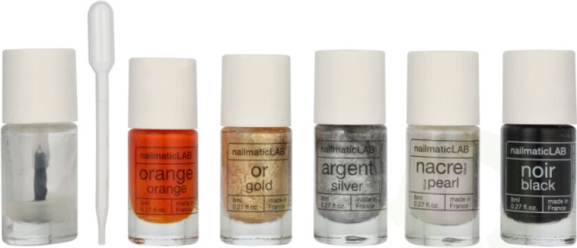 Nail Polish Set 52.5 ml Metallic - 5x Nail Polish 8ml/5x Mixing Bases 2.5ml/10 Pipettes/5 Labels/1 Booklet With 20 Recipes