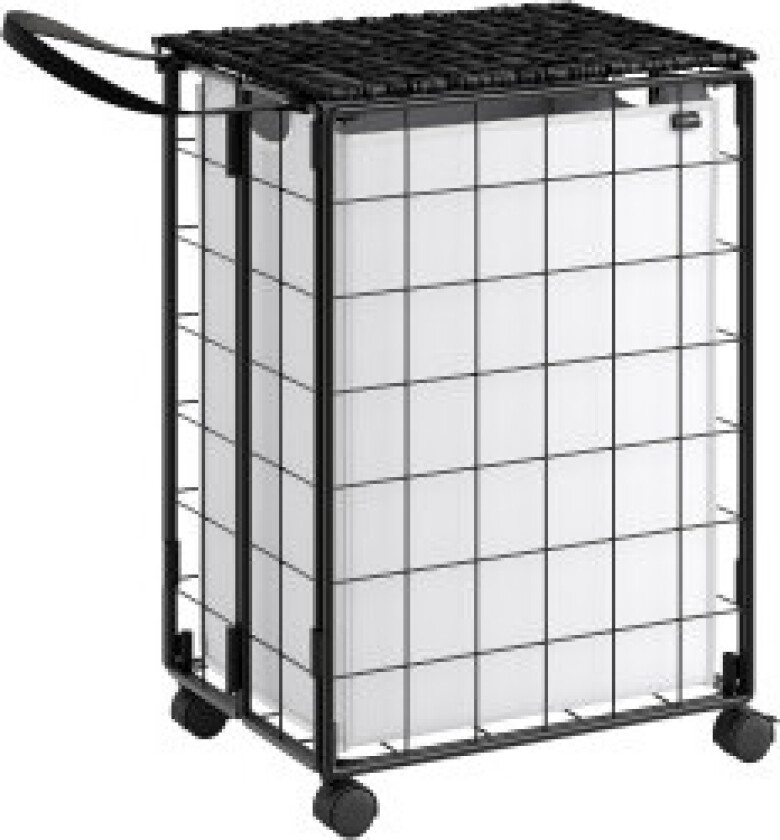 90L skittentøyskurv med hjul, lokk og avtakbar pose