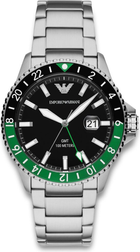 Emporio Armani World Explorer AR11589 - Kvarts - Sølv - Herreklokker - Rustfritt stål - ledd m/pin - Mineral