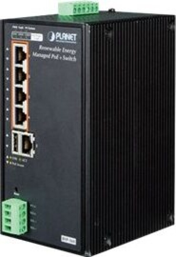 Planet Bsp-360 - Switch - Styrt - 4 X 10/100/1000 (Poe+) + 1 X 10/100/1000 - Din-Skinnemonterbar, Veggmonterbar - Poe+