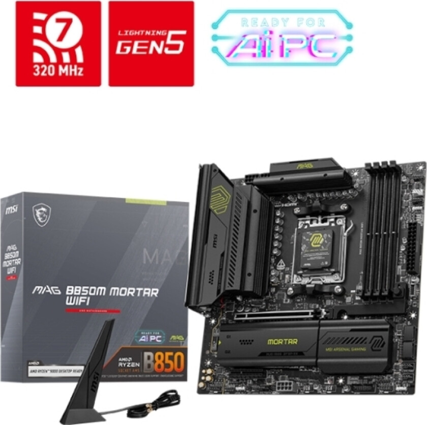 MAG B850M MORTAR WIFI Hovedkort - AMD B850 - AMD AM5 socket - DDR5 RAM - Micro-ATX
