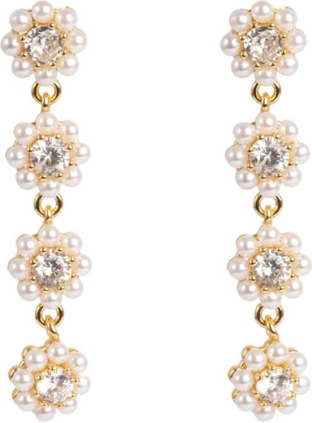 Tone Damli by A&C, Sunlight Garden øredobber i forgylt stål med syntetisk perle og zirkonia