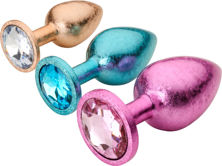Metal Flake Jewel Butt Plug Set - Rosa Gull