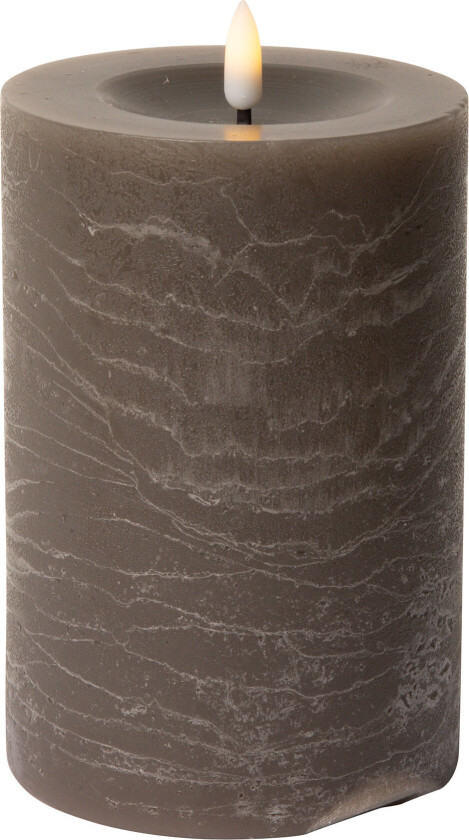 Rustic Finish Led Pillar Candle - Brown - H15CM