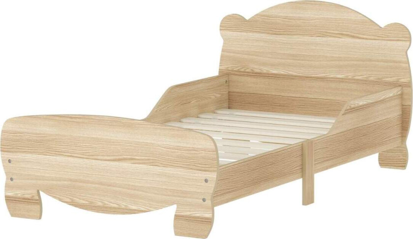 Barneseng 143,5 x 80 cm, husseng i heltre, ungdomsseng med fallsikring, lekeseng kan holde opptil 80 kg, enkeltseng med bjørnede