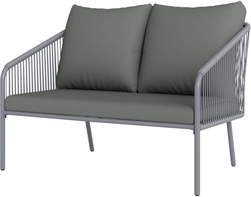 Hagesofa med puter 2-seters rottingsofa Loungesofa Utendørs Balkongsofa Rottingsofa Hagesalong Polyrattan Hagemøbler Balkongmøbl