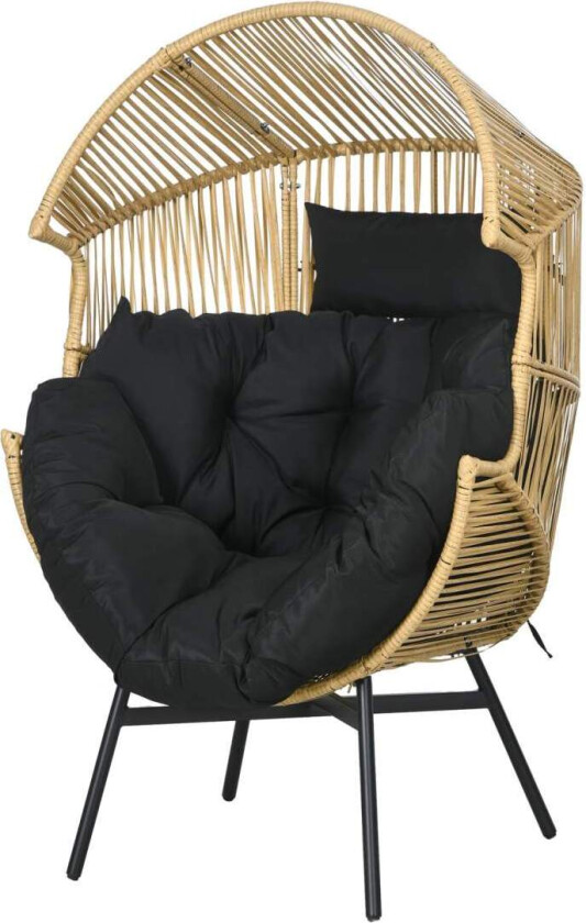 Rotting hagestol kurvstol med tykk eggformet sittepute 120 kg bæreevne for terrasse hagesand |