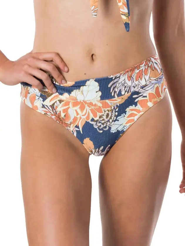 Sunsetters Floral Hi Cheeky Bikinitruse blå