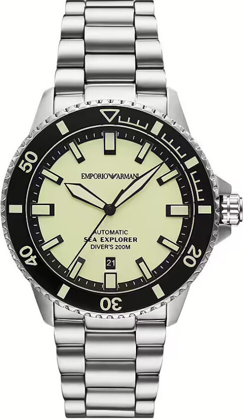 Emporio Armani Sea Explorer AR60083 - Automatisk - Sølv - Herreklokker - Rustfritt stål - ledd m/pin - Safir