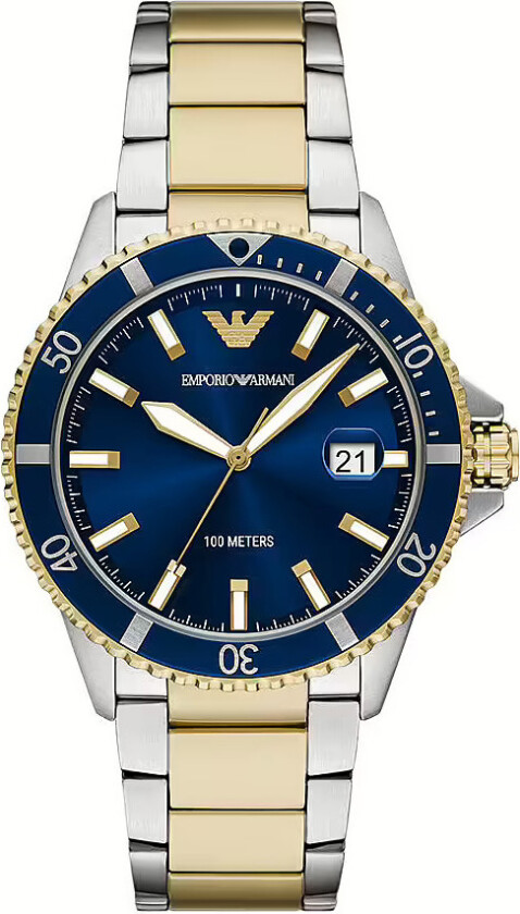 Emporio Armani World Explorer AR11682 - Kvarts - Sølv - Herreklokker - Rustfritt stål - ledd m/pin - Mineral