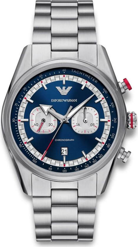 Emporio Armani Racer AR11676 - Kvarts - Sølv - Herreklokker - Rustfritt stål - ledd m/pin - Mineral