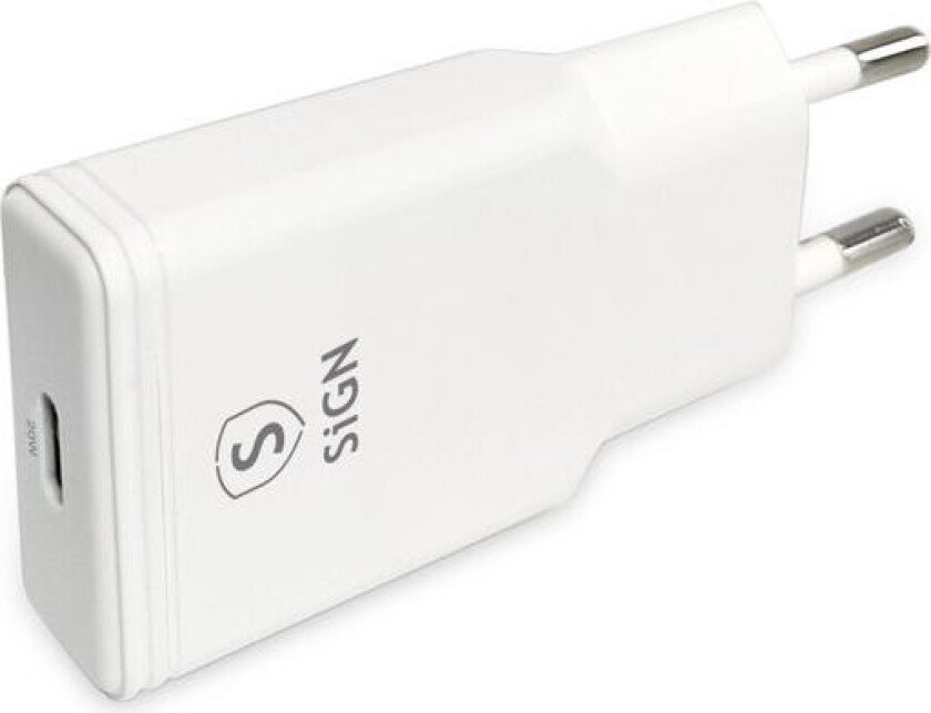 Vegglader USB-C 20W PD - Hvit