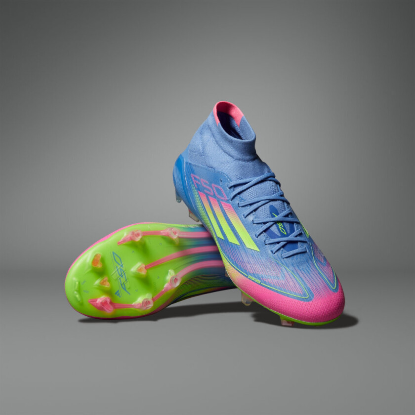 F50 Elite Mid FG Celestial Victory - Blå fusjon/Sitron/Lucid Pink Kvinner - Gress (FG), størrelse 36⅔