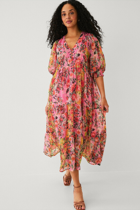 Kjole i chiffon - Orange