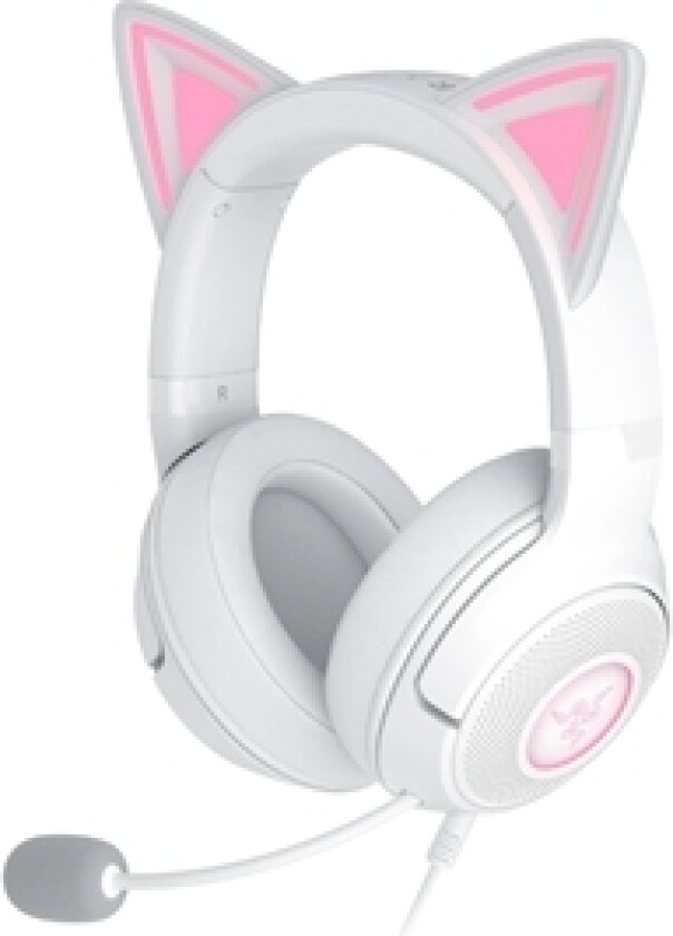 Kraken Kitty V2 Kablet Rgb-Headset Med Katteører, Hvitt