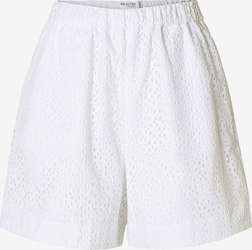 Shorts slfLaerke HW Wide Broderi Ang Short - Hvit