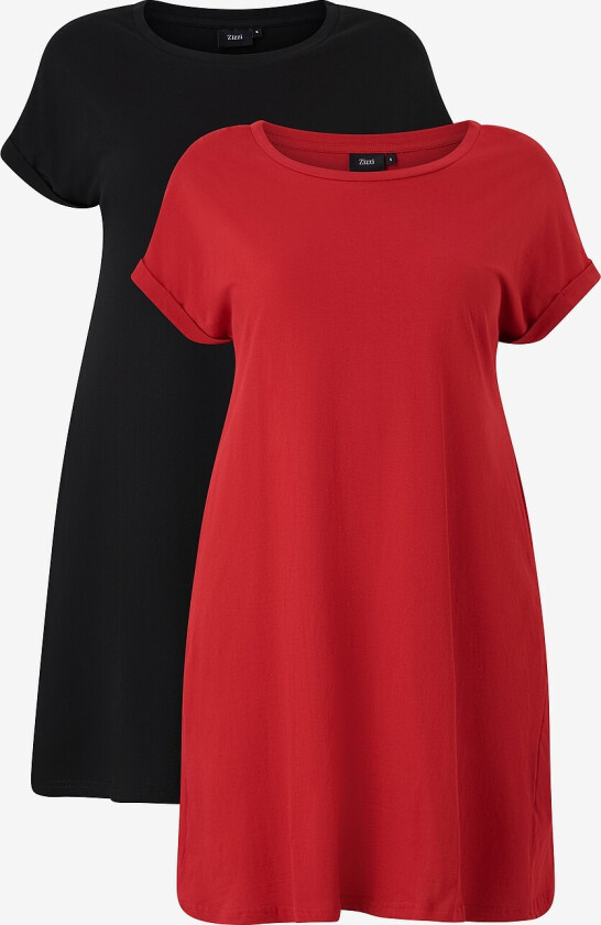 T-shirtkjole mBrynn S/S Dress Aop 2-pakning - Rød