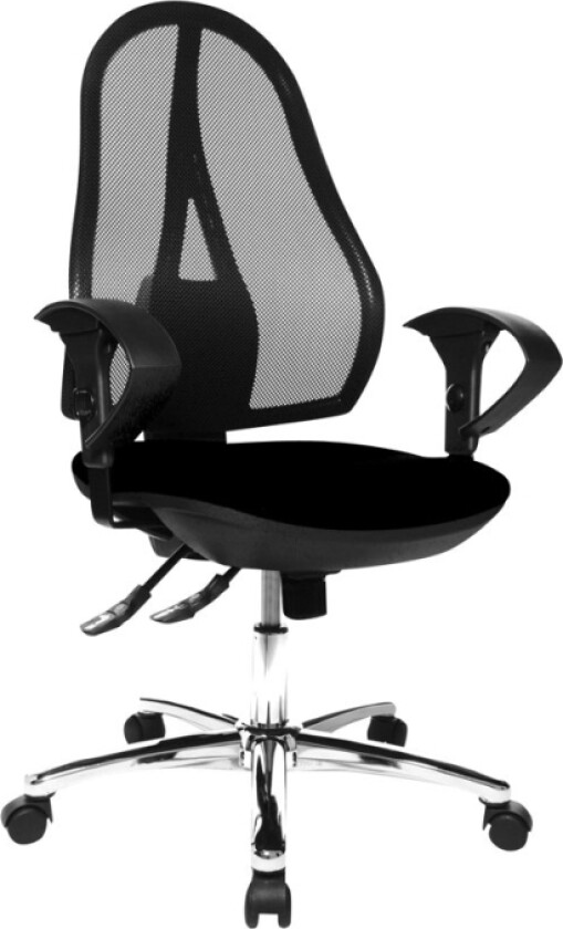 "Open Point Sy Deluxe" Kontorstol, Svart, Trinnløs Setehøydejustering, Sikkerhetsgassfjær, - 1 Stk (Op290 Ug20)