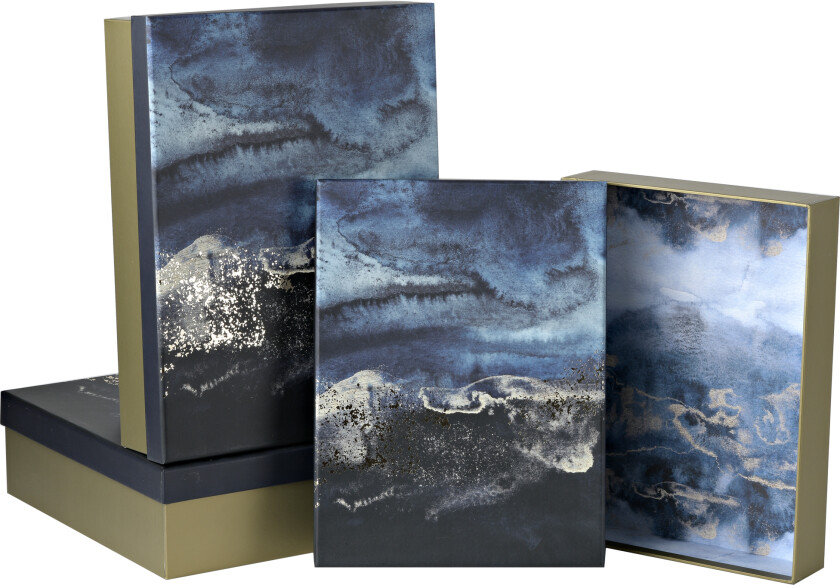 Gaveboks lazulite 31,5x24x7cm blå/gullfo