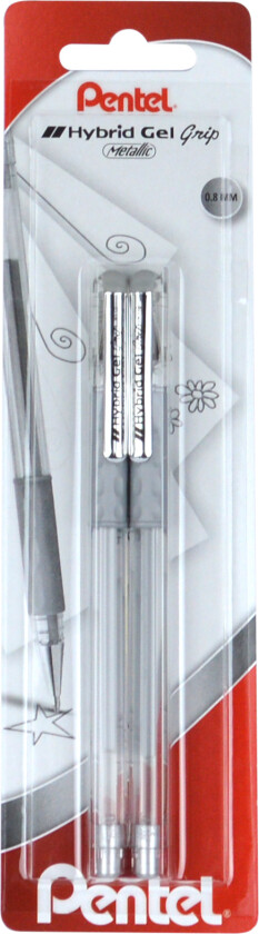 Kulepenn metallic Gel-roller 2 pk sølv